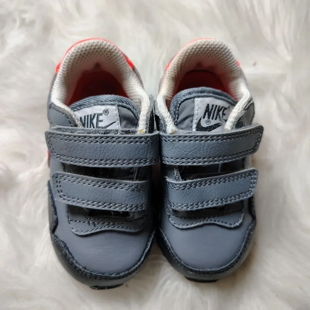 Nike Toddler Shoes 5C Gray Black Orange Swoosh Hook Loop Sneakers